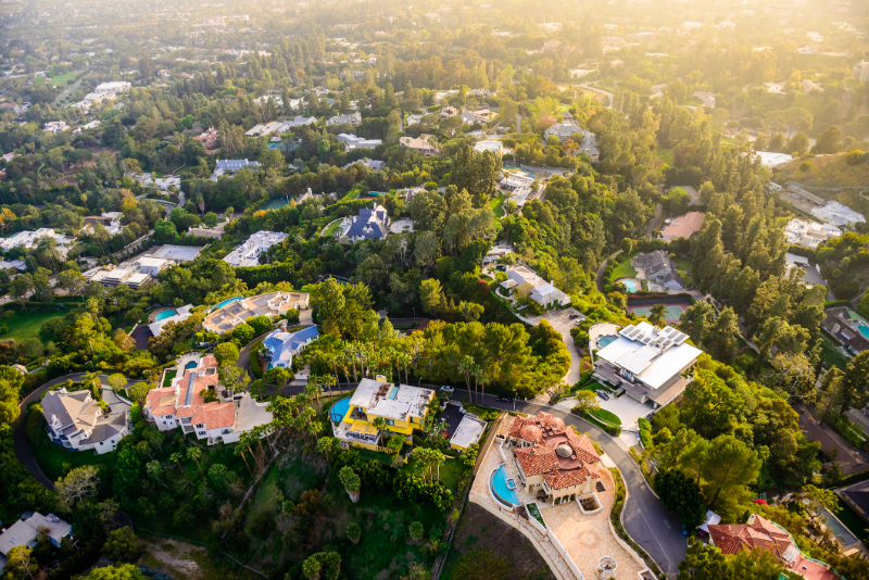 Aerial view of Los Angeles, CA